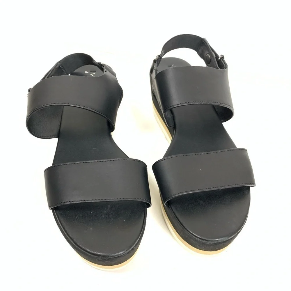 Via Spiga Black Leather‎  Black Platform Sandals